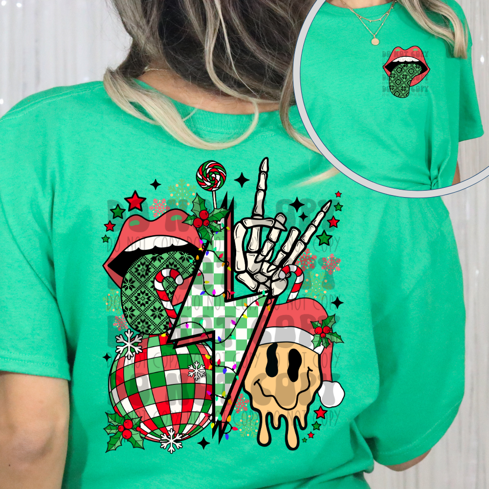 CHRISTMAS ROCKSTAR COLLAGE W/ POCKET - DTF TRANSFER