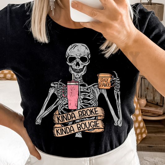 KINDA BROKE KINDA BOUJEE DISTRESSED - DTF TRANSFER