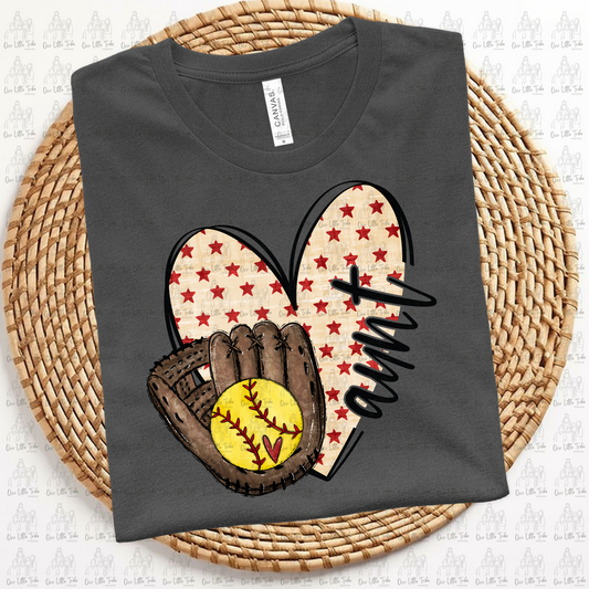 AUNT HEART - SOFTBALL - DTF TRANSFER