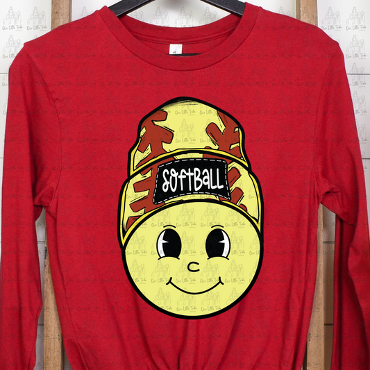 SOFTBALL SMILEY - DTF TRANSFER