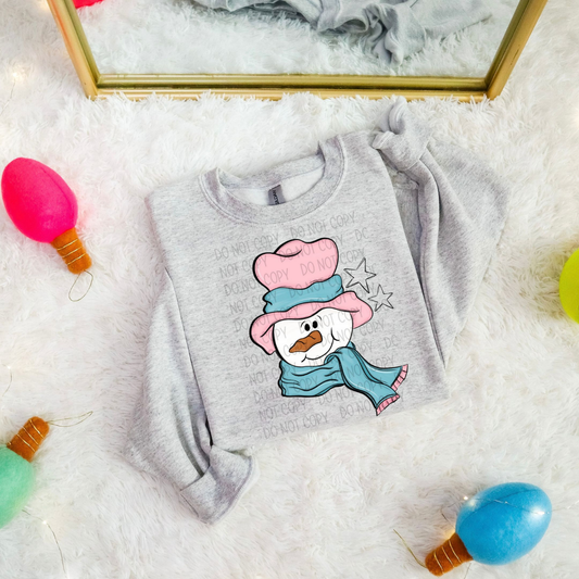 PINK/BLUE SNOWMAN - DTF TRANSFER