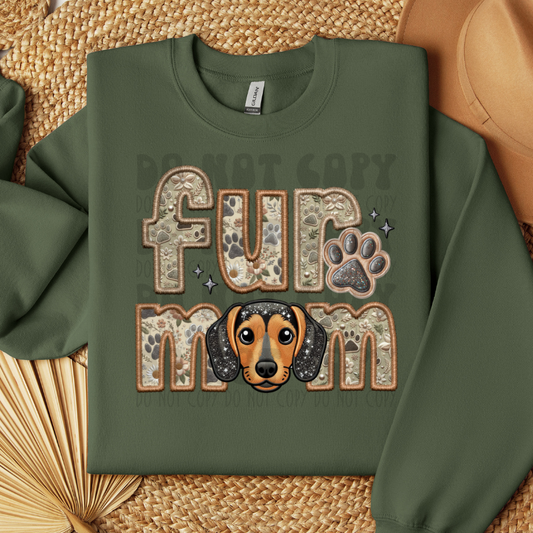 MINI DASCHUND - FAUX EMBROIDERY - DTF TRANSFER