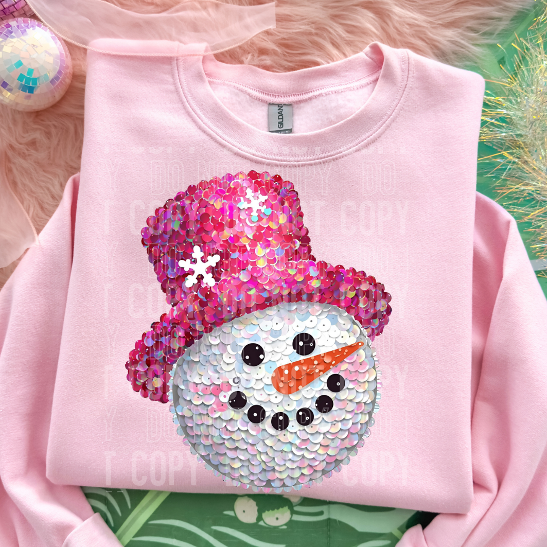 FAUX SEQUINS SNOWMAN - DTF TRANSFER