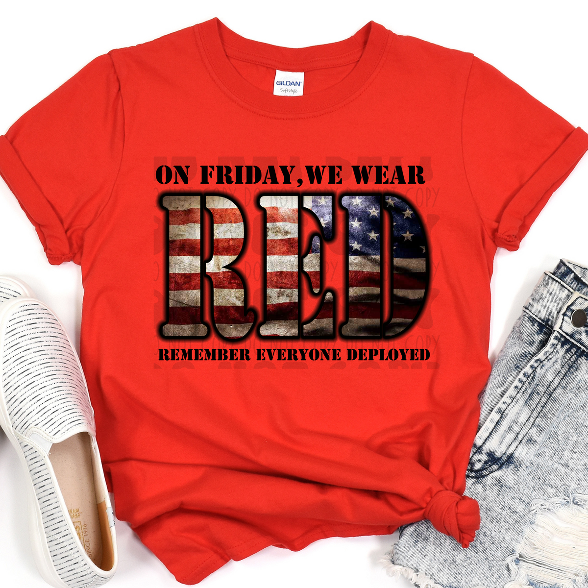 Red Friday Transfer ON FRIDAY WE WEAR RED, FLAG - DTF TRANSFER – Our Little Tribe Transfers