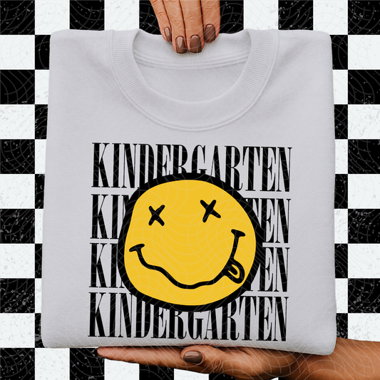 KINDERGARTEN SMILEY BLK - DTF TRANSFER