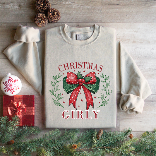 CHRISTMAS GIRLY RED/GREEN BOW - DTF TRANSFER