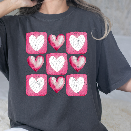 HEARTS WATERCOLOR GRID - DTF TRANSFER