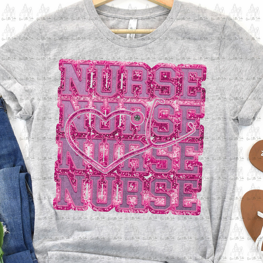 NURSE - FAUX SEQUIN - DTF TRANSFER