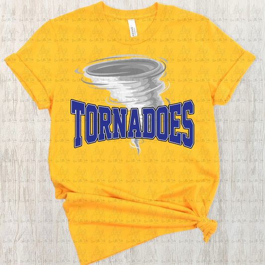 TORNADOES MASCOT BLUE/WHT OUTLINE - DTF TRANSFER