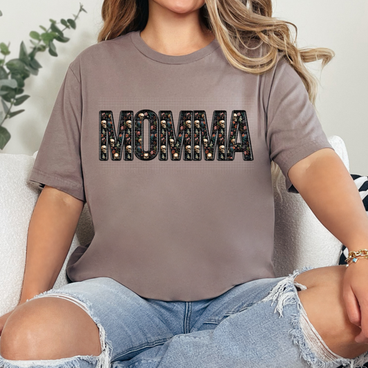 MOMMA FAUX EMBROIDERY SKELETON PRINT - DTF TRANSFER