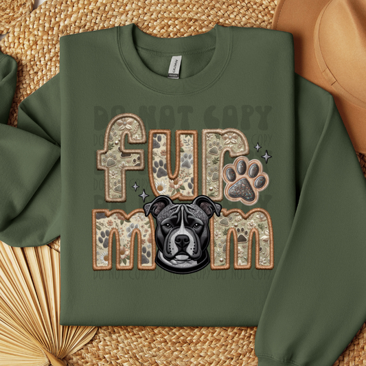 PITBULL, BLUE - FAUX EMBROIDERY - DTF TRANSFER