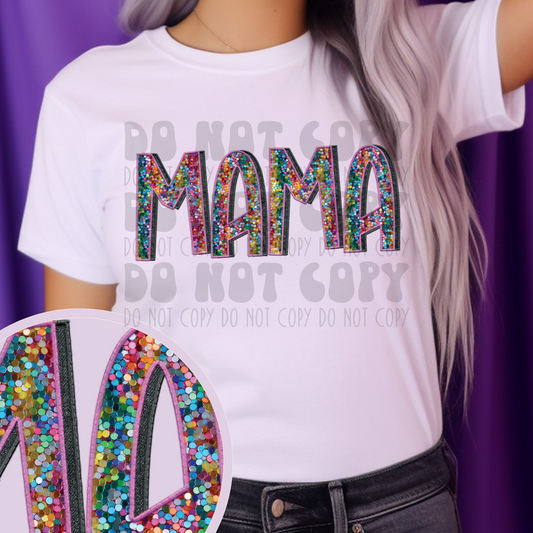 MAMA COLORFUL FAUX SEQUIN - DTF TRANSFER