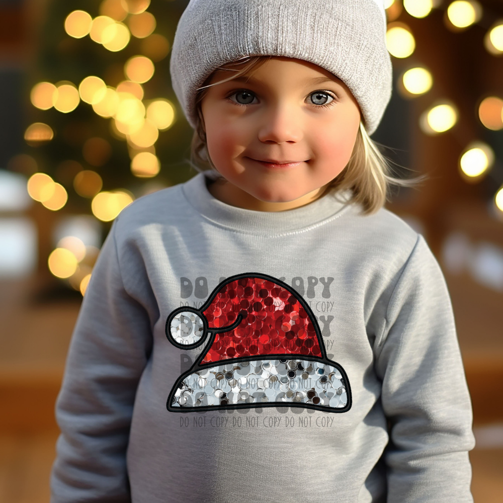 FAUX SEQUIN SANTA HAT - DTF TRANSFER