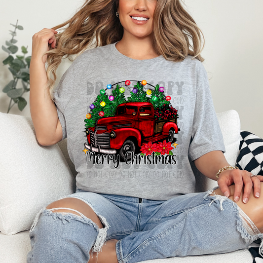 MERRY CHRISTMAS RED TRUCK - DTF TRANSFER