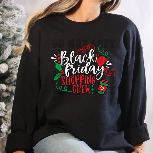 BLACK FRIDAY SHOPPING CREW RED/WHT/GREEN - DTF TRANSFER