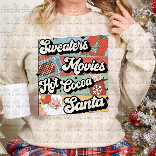 SWEATERS, MOVIES, HOT COCOA, SANTA - DTF TRANSFER