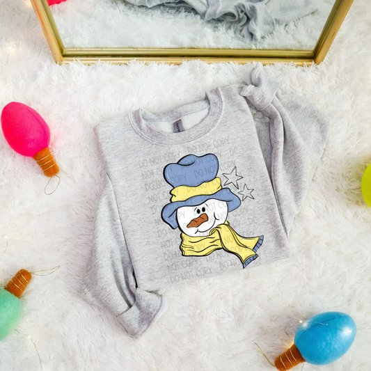 BLUE/YELLOW SNOWMAN - DTF TRANSFER