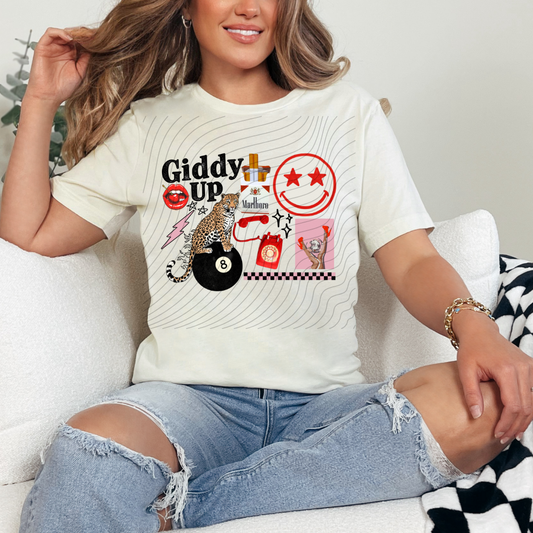 GIDDY UP BLK TEXT - DTF TRANSFER