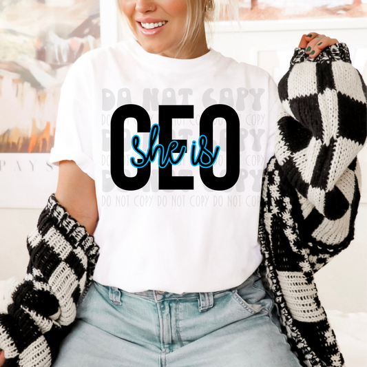 SHE IS CEO - BLK&BLUE - DTF TRANSFER