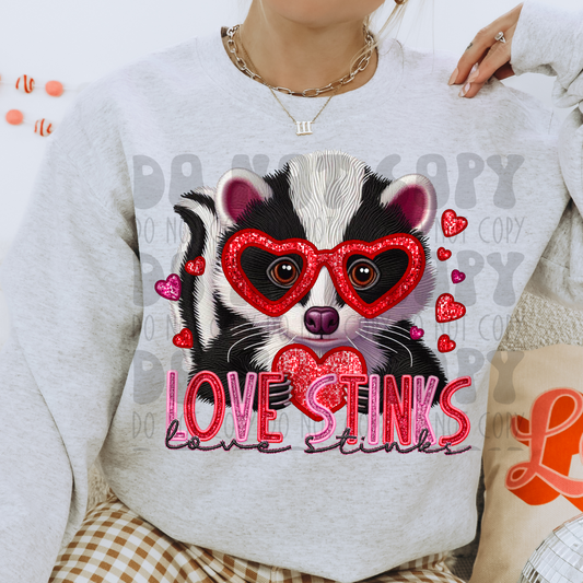 LOVE STINKS FAUX EMBROIDERY & GLITTER - DTF TRANSFER