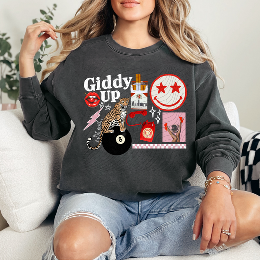 GIDDY UP WHT TEXT - DTF TRANSFER