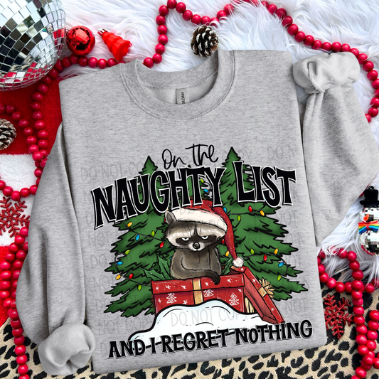NAUGHTY LIST RACCOON - DTF TRANSFER