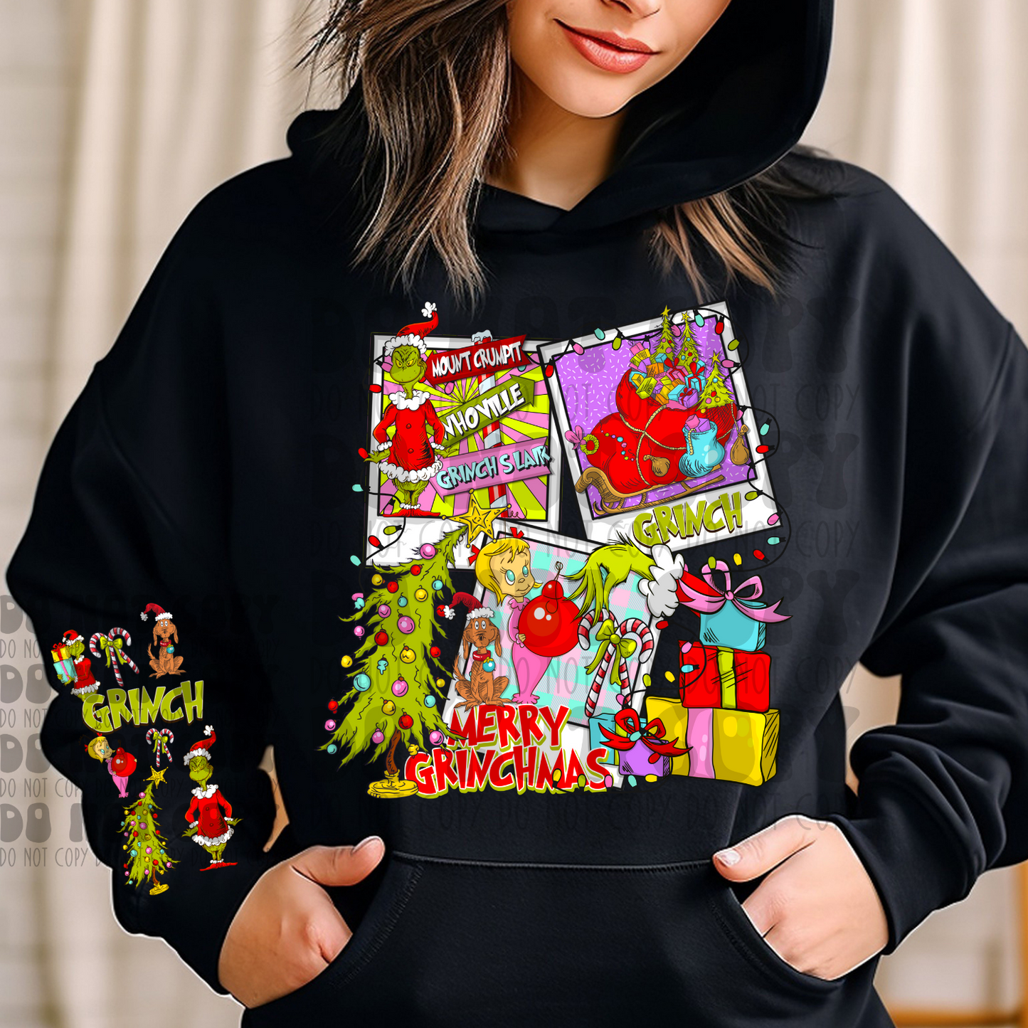 MERRY GRINCHMAS W/GRINCH SLEEVE - DTF TRANSFER