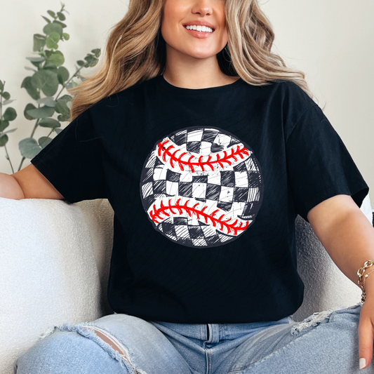 CHECKERED BASEBALL - DTF TRANSFER