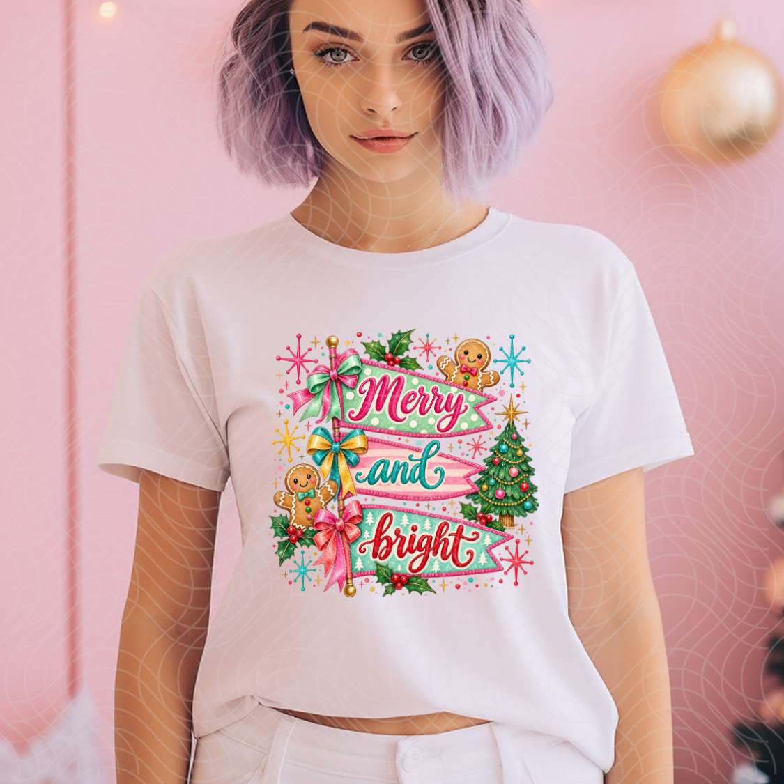 MERRY & BRIGHT PENDANT - DTF TRANSFER