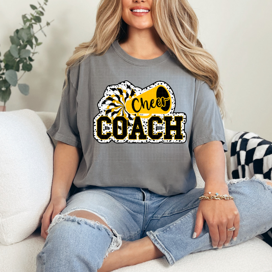 CHEER COACH BLK & YELLOW - DTF TRANSFER