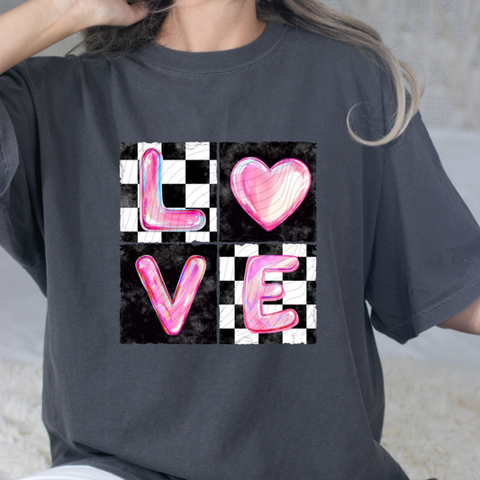 LOVE CHECK BUBBLE LETTERS - DTF TRANSFER