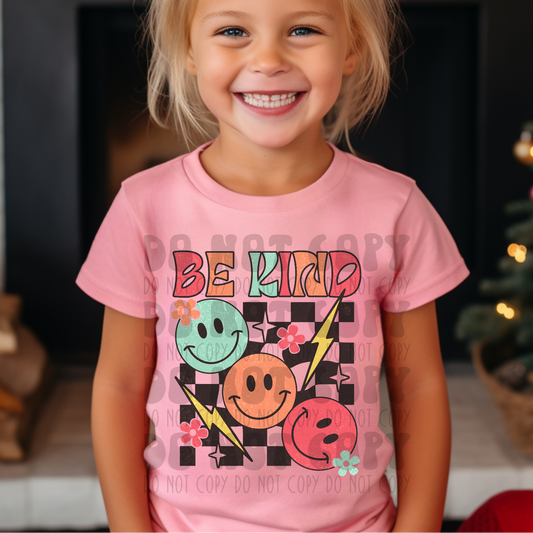 BE KIND PINK SMILEY  - DTF TRANSFER