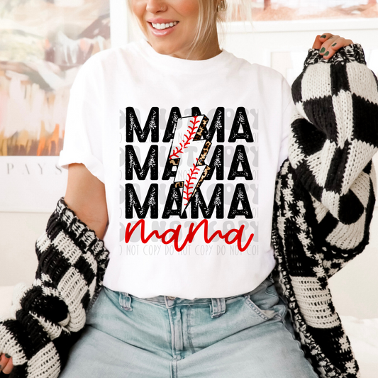 STACKED MAMA BASEBALL BOLT - DTF TRANSFER