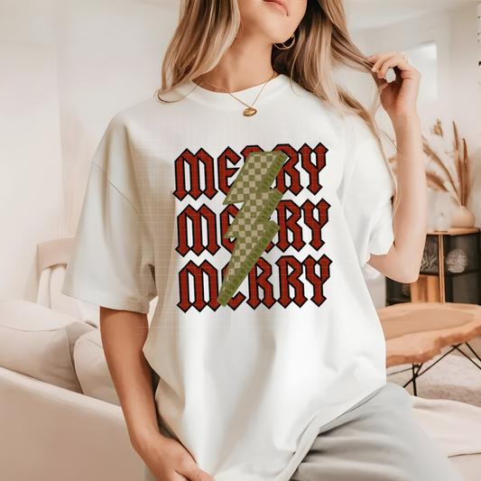STACKED MERRY GREEN BOLT - DTF TRANSFER