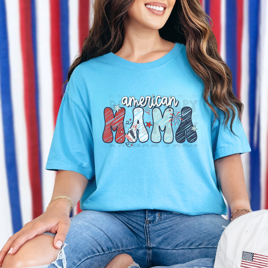 AMERICAN MAMA DOODLE LETTERS - DTF TRANSFER