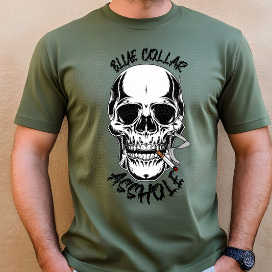 BLUE COLLAR BLK TEXT - DTF TRANSFER