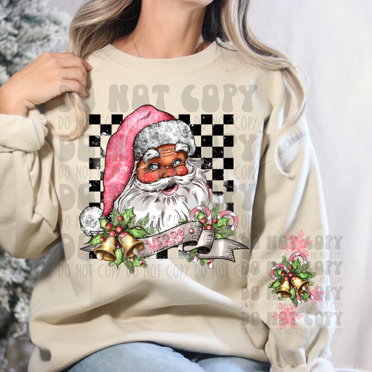 MERRY SANTA DARK W/ SLEEVE - DTF TRANSFER