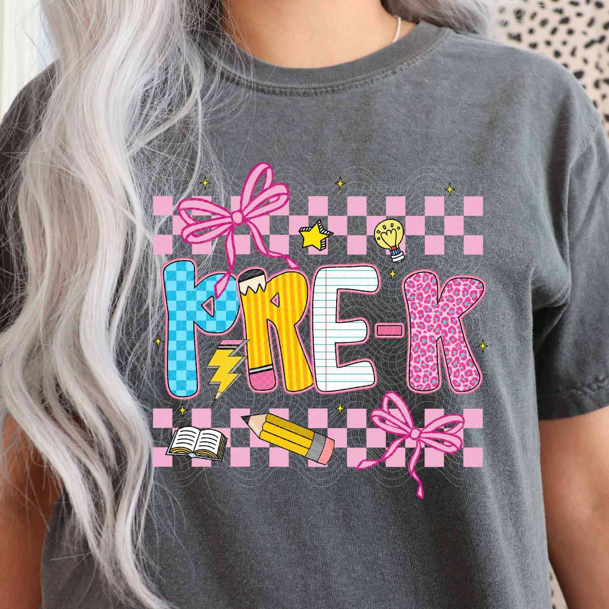 PRE K PINK CHECKERED - DTF TRANSFER
