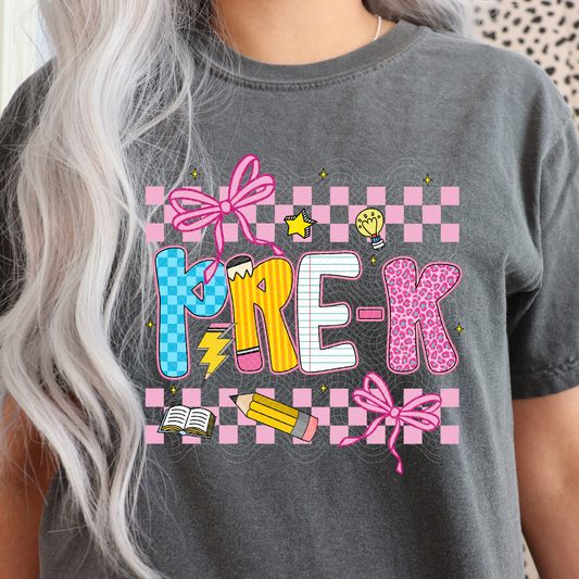 PRE K PINK CHECKERED - DTF TRANSFER