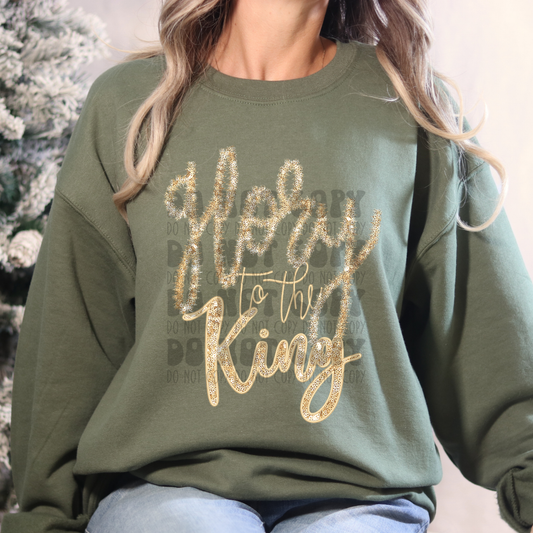 FAUX TINSEL GLORY TO THE KING - DTF TRANSFER