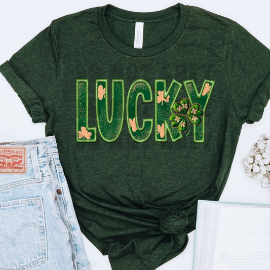 LUCKY FAUX EMBROIDERY - DTF TRANSFER