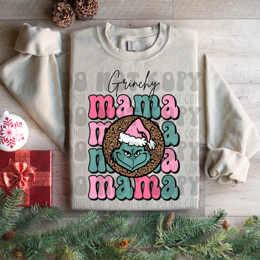 GRINCHY MAMA PINK/TEAL- DTF TRANSFER