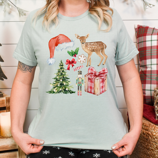 WATERCOLOR CHRISTMAS COLLAGE - DTF TRANSFER