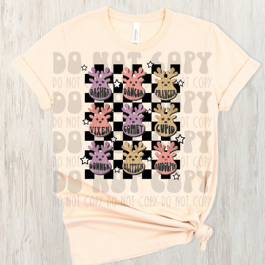 REINDEER COLLAGE PURPLE/PEACH/BROWN W/ BACKGROUND - DTF TRANSFER