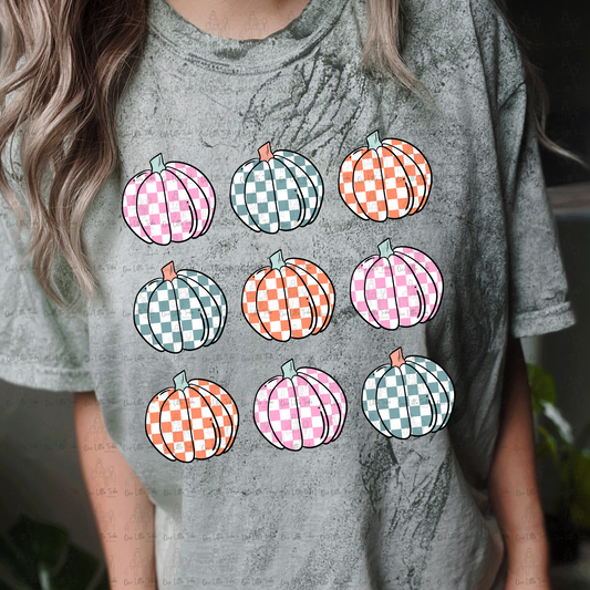 RETRO CHECKERED PUMPKINS - DTF TRANSFER