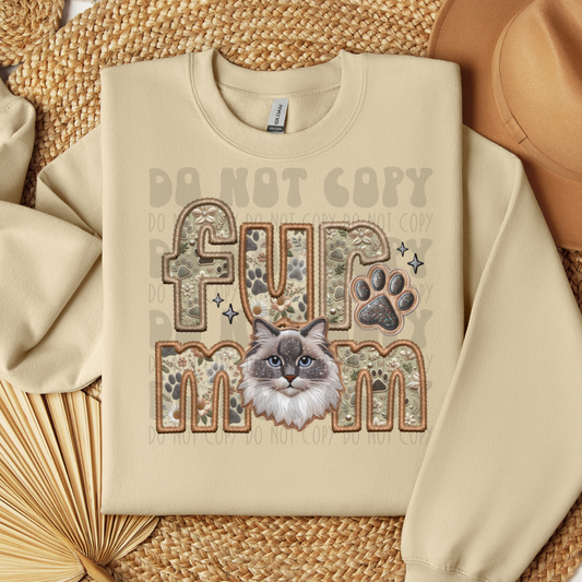 FUR MOM - RAGDOLL - FAUX EMBROIDERY - DTF TRANSFER