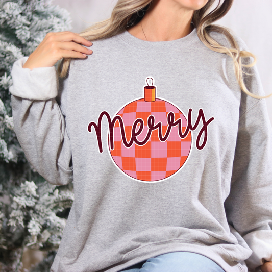 MERRY CHECKERED BULB - DTF TRANSFER