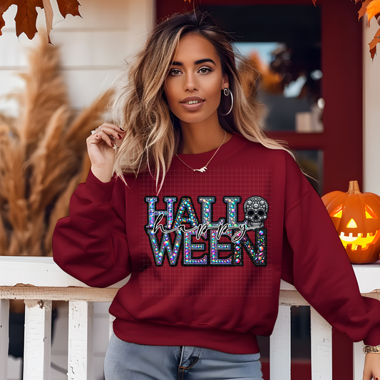 HAPPY HALLOWEEN RHINESTONES - DTF TRANSFER