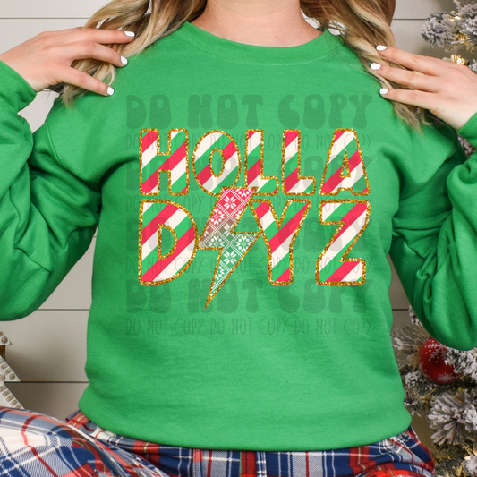 HOLLADAYZ STRIPED - FAUX GLITTER OUTLINE - DTF TRANSFER