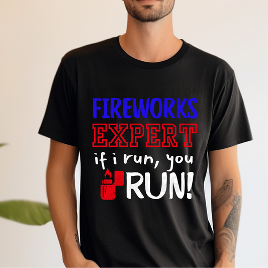 FIREWORKS EXPERT, WHT WRITING - DTF TRANSFER